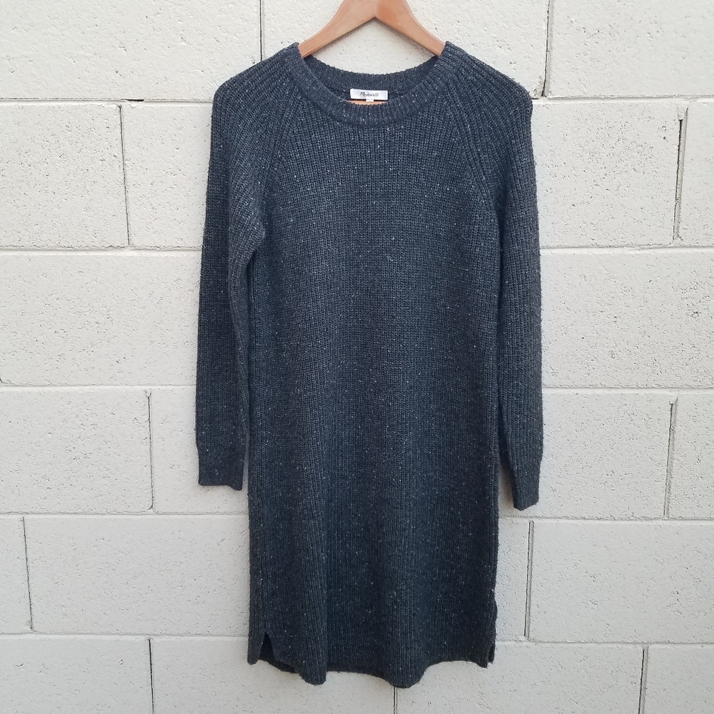 Madewell | Curved Hem Flecked Wool Sweater Dress